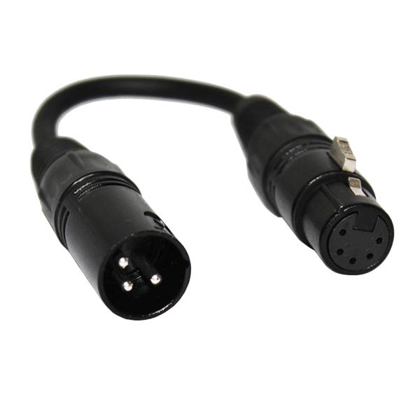 ProX 6" Male DMX 3-pin to Female DMX 5-pin Cable [XC-DMX3M5F]