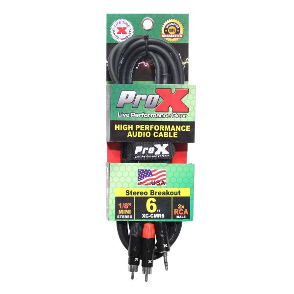 ProX XC-CMR6 6FT TRS to Dual RCA-M Cable