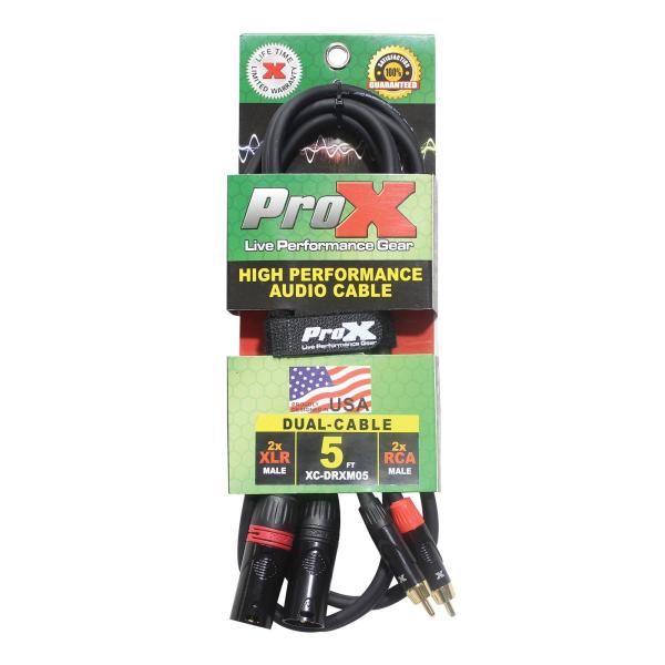 ProX XC-DRXM05 5FT Dual RCA to Dual XLR-Male Cable