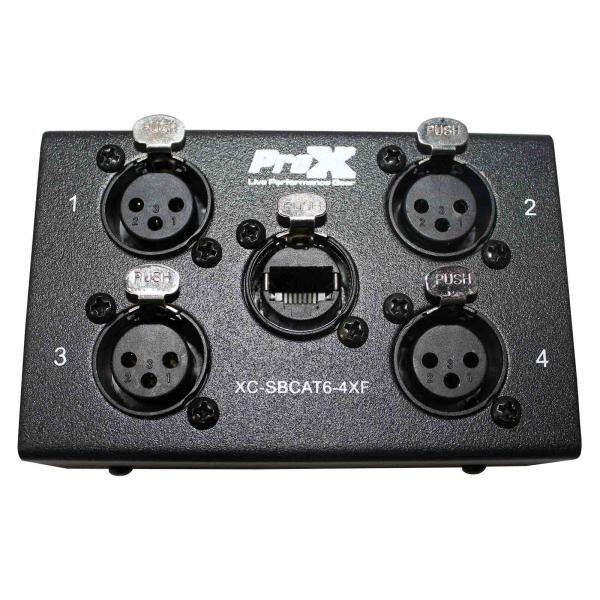 ProX XC-SBCAT6-4XF 4 Channel Cat6 Portable Snake Box - (4) XLR Female Connectors