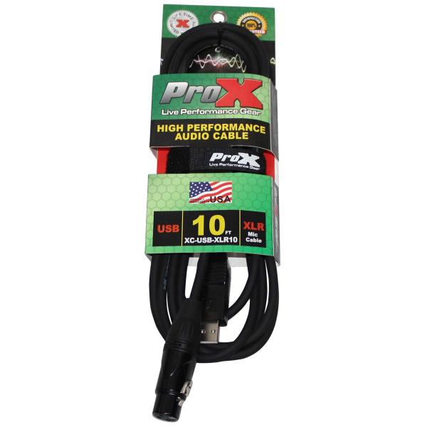 ProX XC-USB-XLR10 10FT XLR-F to USB High Performance Audio Cable