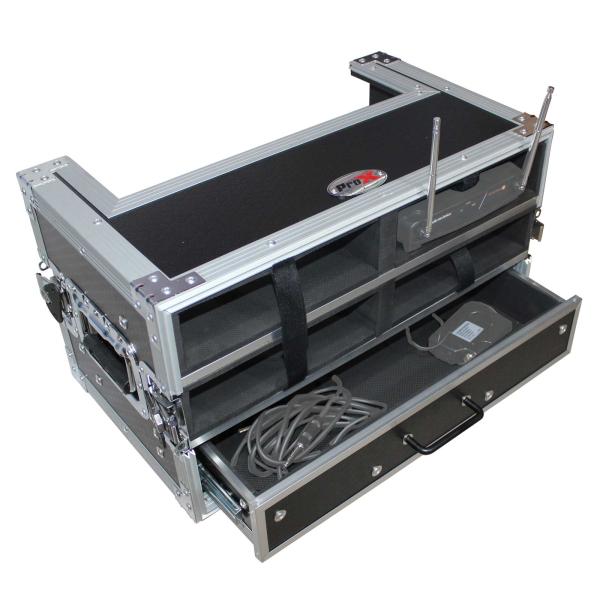 ProX XS-4WM2DR Quad Wireless Microphone System Case with 2U Rack Drawer