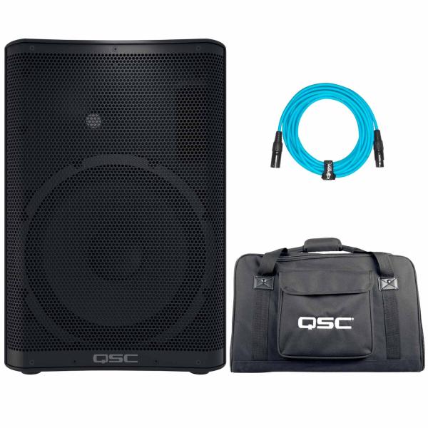 QSC CP12 CP Series 1000 Watt Compact 12" Powered Loudspeaker with CP12 Tote Padded Tote Bag Package