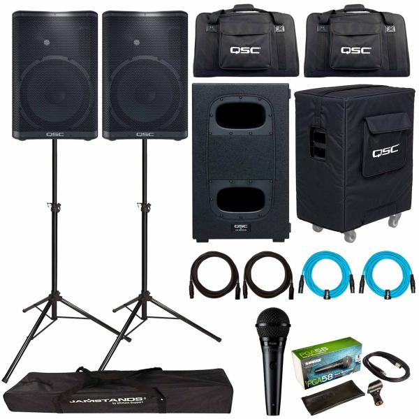 QSC CP12-NA CP Series Compact 12" Powered Loudspeakers with 12" Powered Subwoofer Package