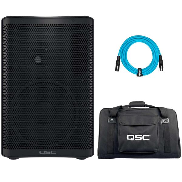 QSC CP8 CP Series 1000 Watt Compact 8" Powered Loudspeaker with CP8 Tote Padded Tote Bag Package