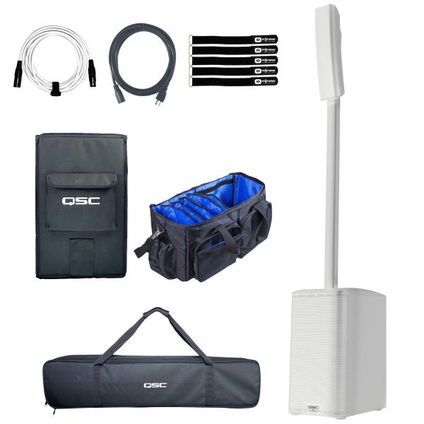 QSC KC12-WH Active White Column Speaker System with Cover Package
