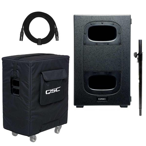 QSC KS212C Powered Dual 12" Cardioid Subwoofer with Cover and Pole
