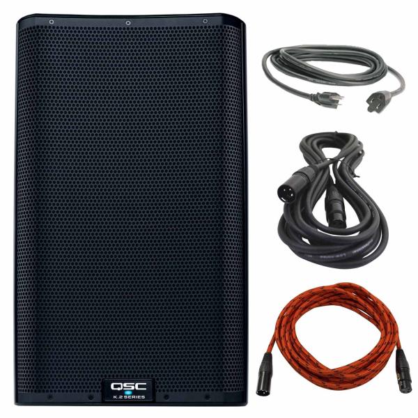 QSC K12.2 K2 Series Two-Way 2000W Powered Loudspeaker with 12" Woofer and Cables Package