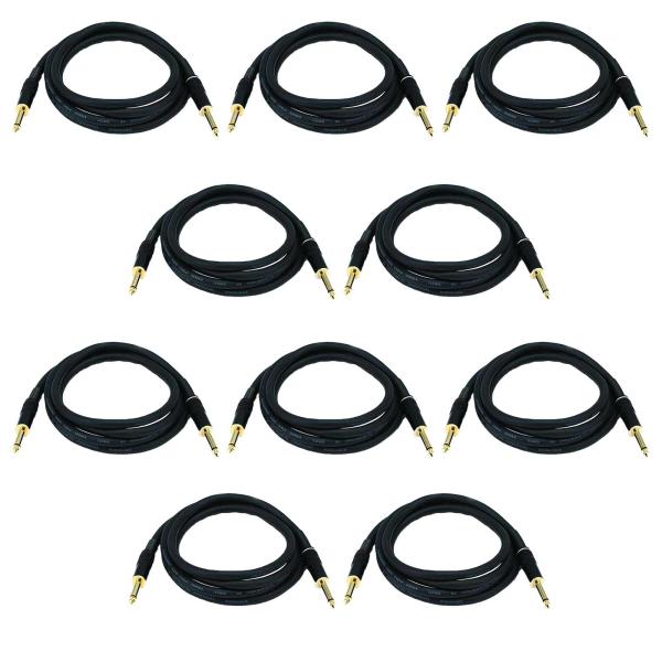 (10) ProX 10FT 1/4" TS to 1/4" TS UnBalanced High Performance Audio Cables [XC-PP10]