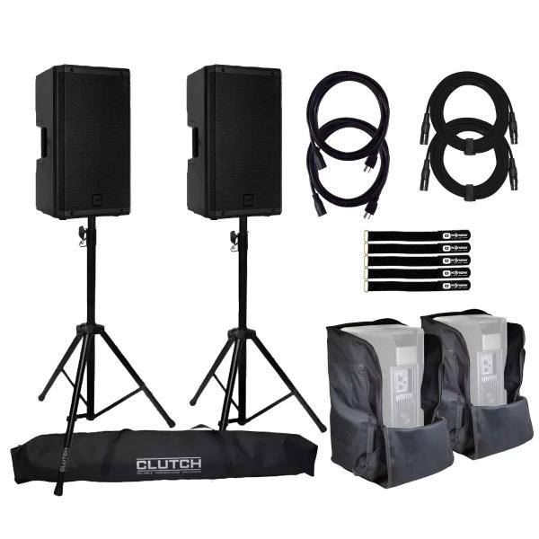 RCF ART 912-AX 12" Powered Bluetooth Speakers 2-Pack with Stands & Bag