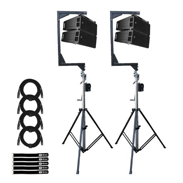 RCF HDL6-A Line Array Module 4-Pack with (2) Crank Stands & Flybars