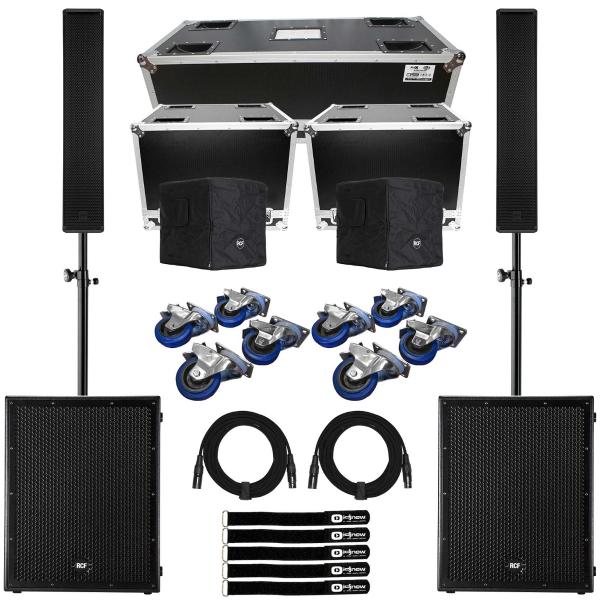 RCF NXL 24-A MK2 Active 2-Way Powered Active Array PA DJ Speakers w 18" Subs + Cases