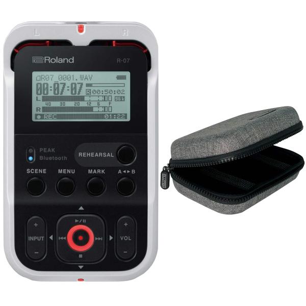 Roland R-07-WH High-Resolution White Audio Recorder with Carrying Case