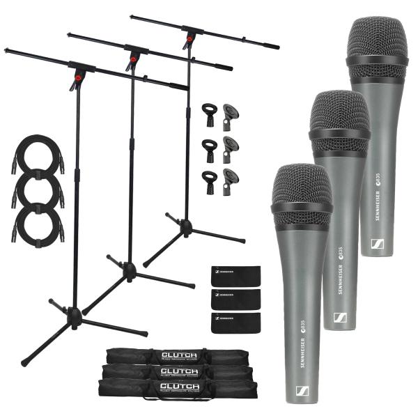 Sennheiser 3-PACK e 835 Microphone Set with Stands Package