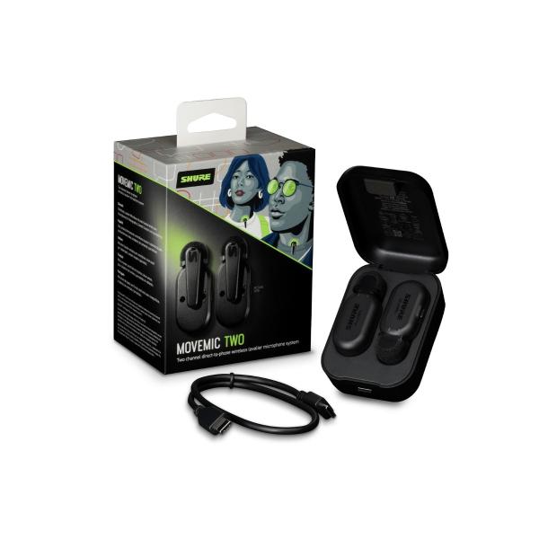 Shure MV-TWO-Z7 MoveMic Wireless Lavalier Mic 2-Pack with Charge Case