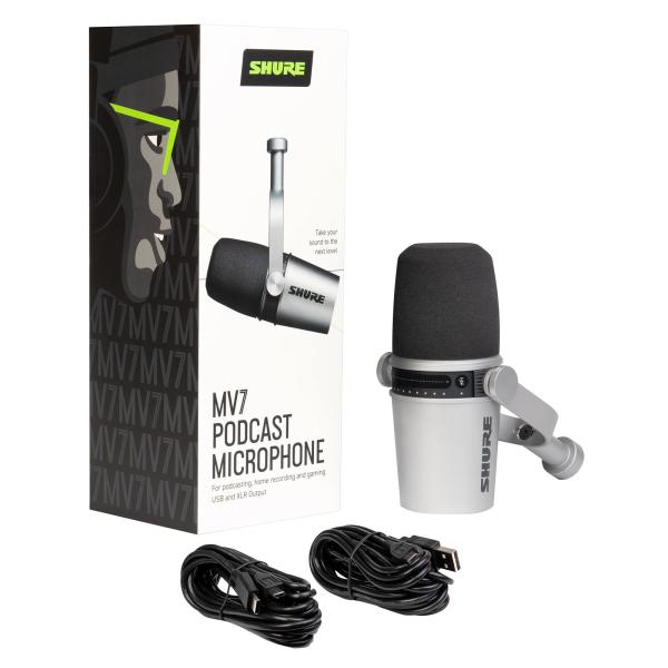 Shure MV7 Podcast Microphone Silver