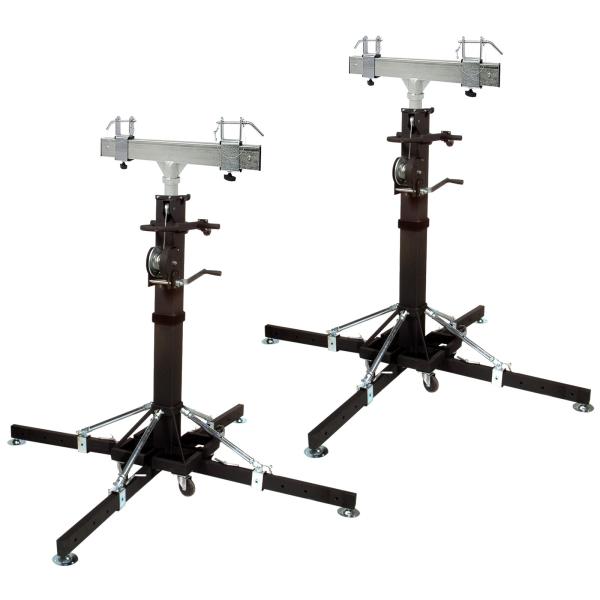 (2) Global Truss ST-180 Extra Heavy Duty Tower Lifter w/outriggers & Support Bars Package