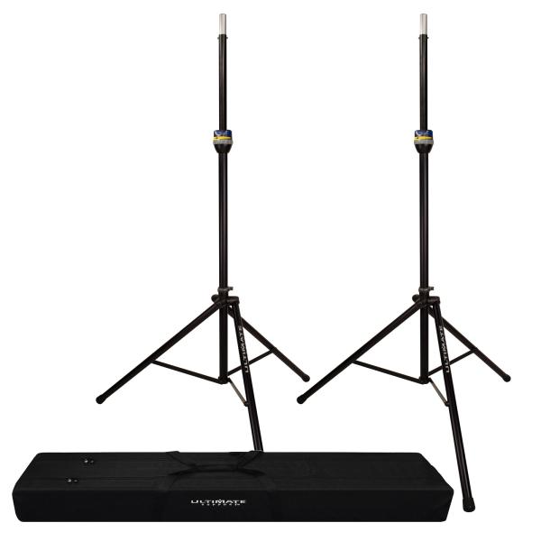 (2) Ultimate Support TS-99B Aluminum Speaker Stands & Transport Case Package