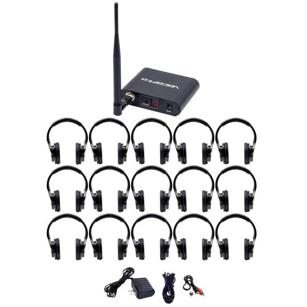 VocoPro Silent Disco 115 Package with 1 Transmitter and 15 Headphones