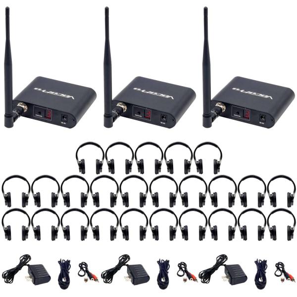 VocoPro Silent Disco 325 Package with 3 Transmitters and 25 Headphones