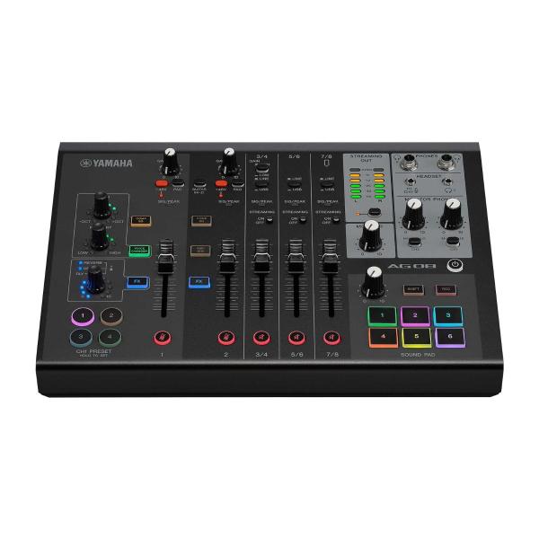 Yamaha Pro Audio AG08 Black 8-Channel Live Streaming Mixer/USB Interface Front