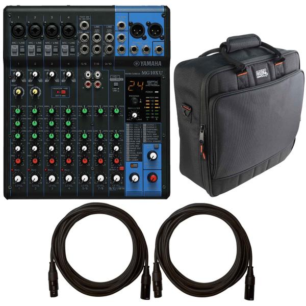 Yamaha MG10XU 10-Input Stereo Effects and UBS Mixer with Gator Cases Mixer / Gear Bag Package