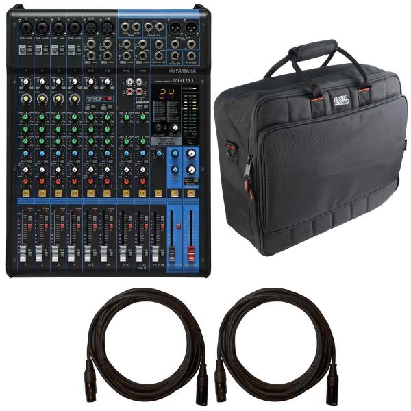 Yamaha MG12XU 12-Input Four Bus Effects and USB Mixer with Gator Cases Mixer / Gear Bag Package