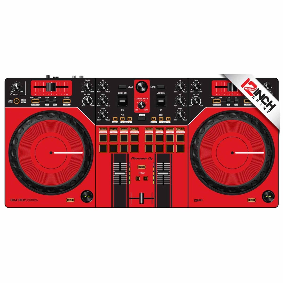 12 Inch Skinz Red/Black Adhesive Kit for DDJ-REV1 | IDJNOW
