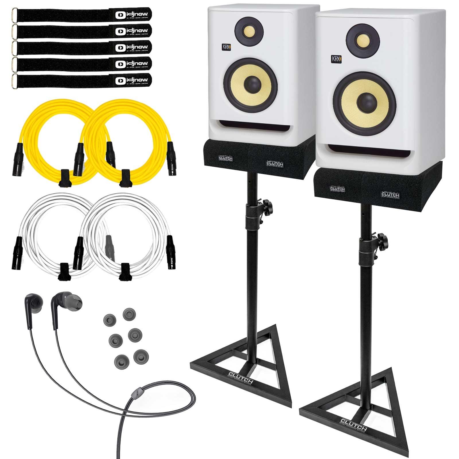 2) KRK RP5 ROKIT G4 Monitors with Yellow Cables | IDJNOW
