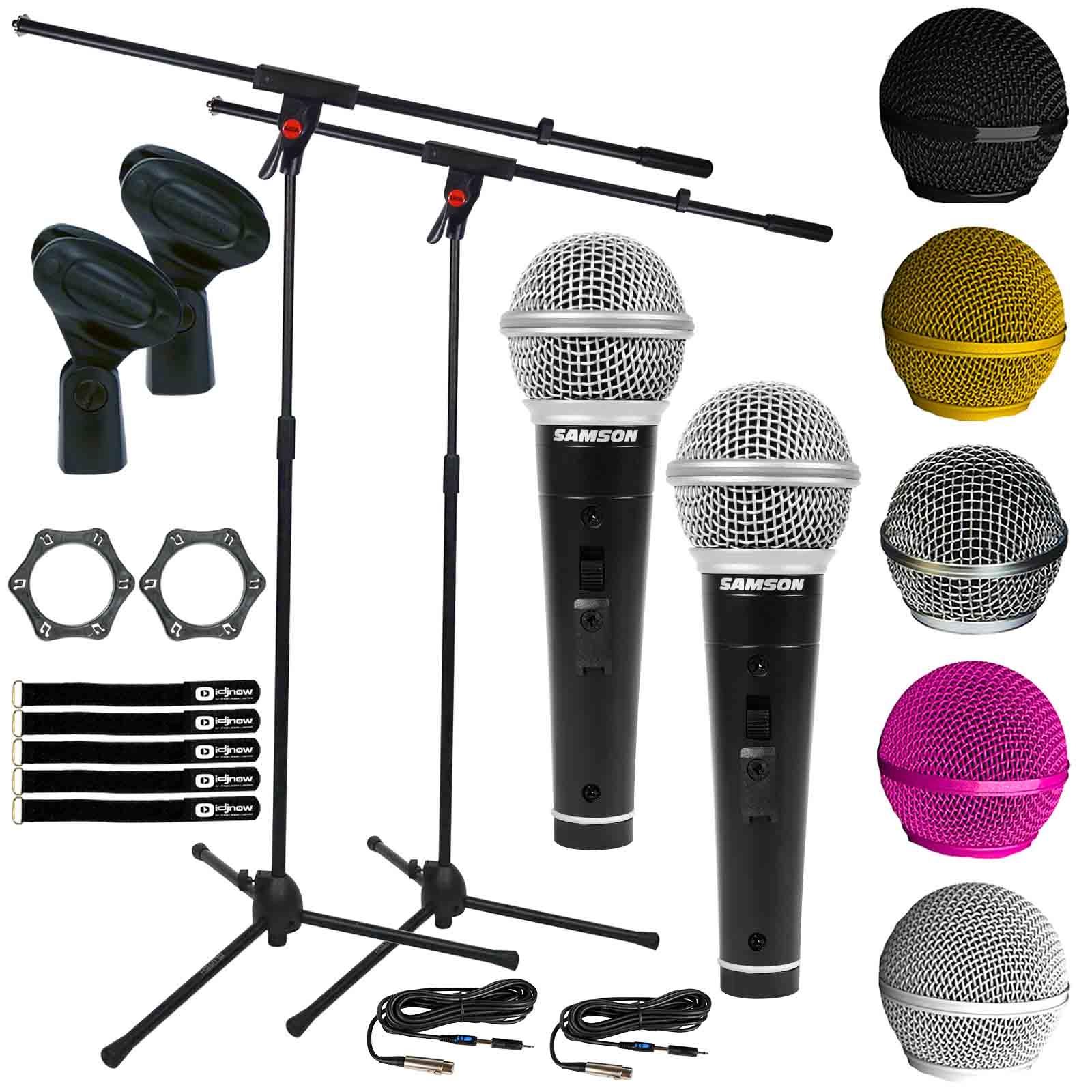 2) Multi-Purpose Mics with Grille Colors & Stands | IDJNOW