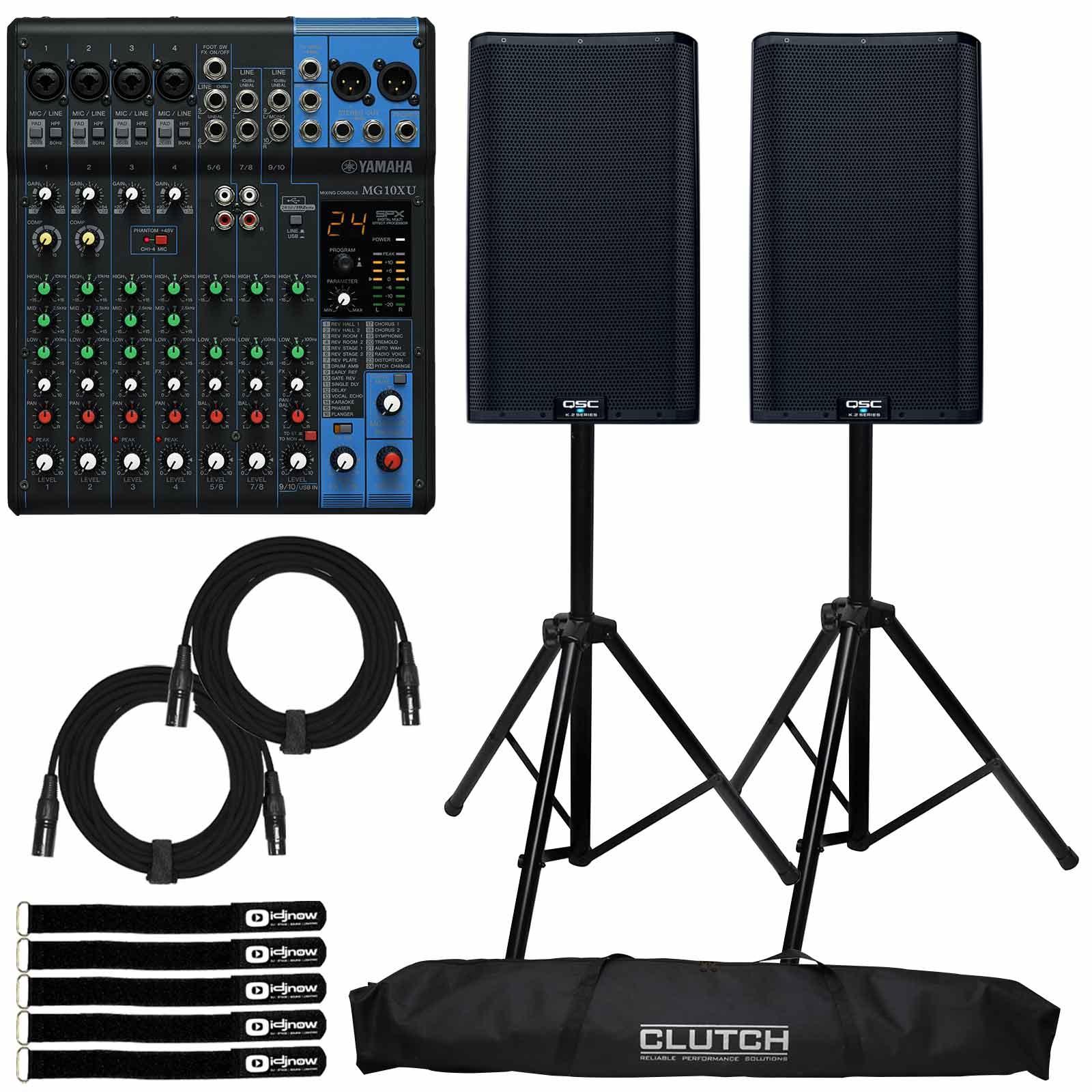 2) QSC K12.2 Speakers with Yamaha MG10XU Mixer | IDJNOW