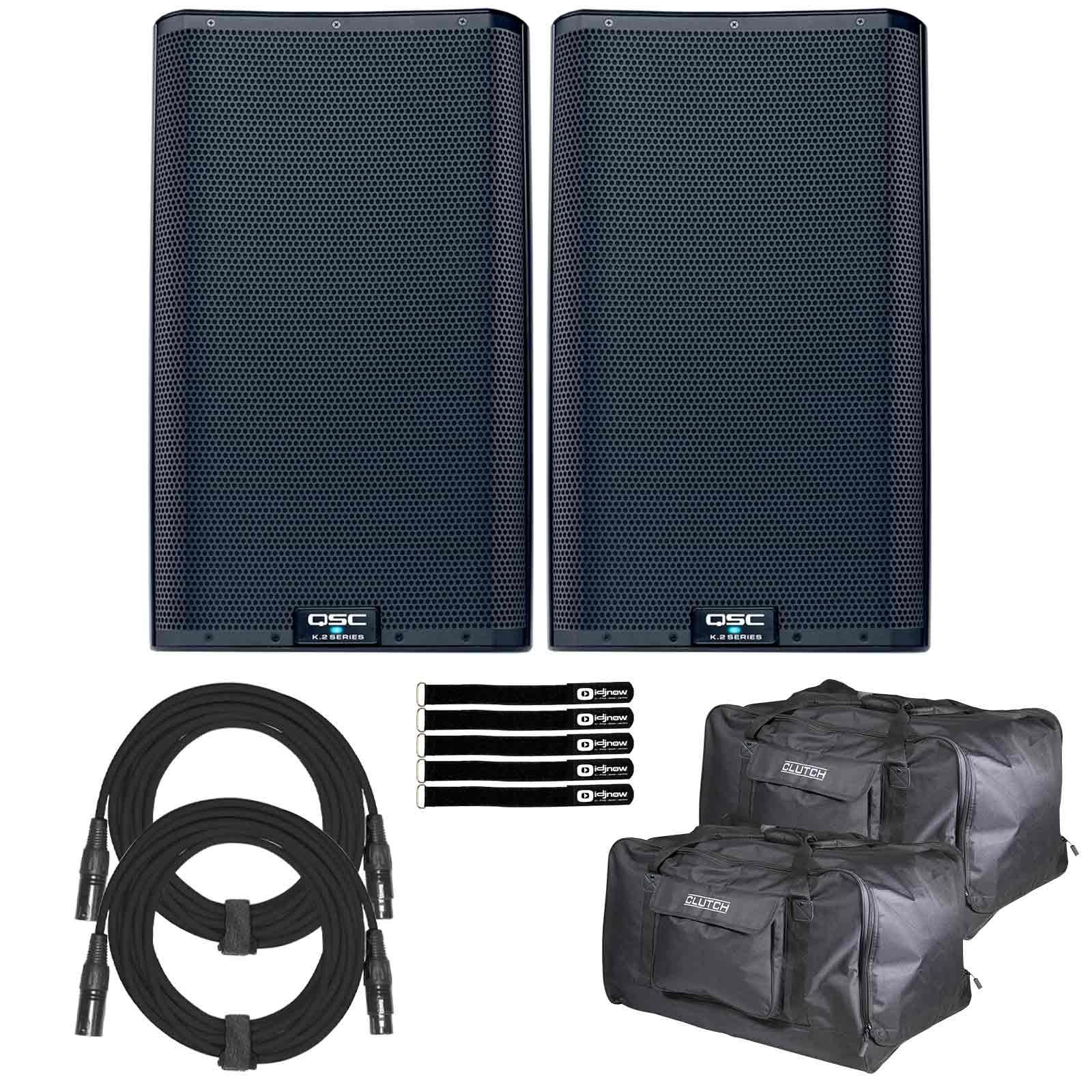 2) QSC K12.2 K2 Series Speakers with Tote Bags | IDJNOW