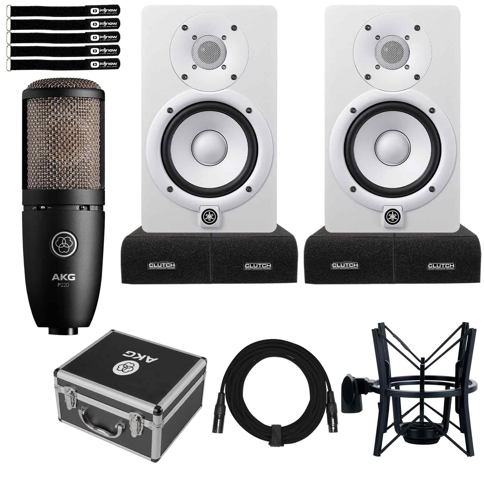 2) Yamaha HS5W White Monitors with AKG Mic | IDJNOW
