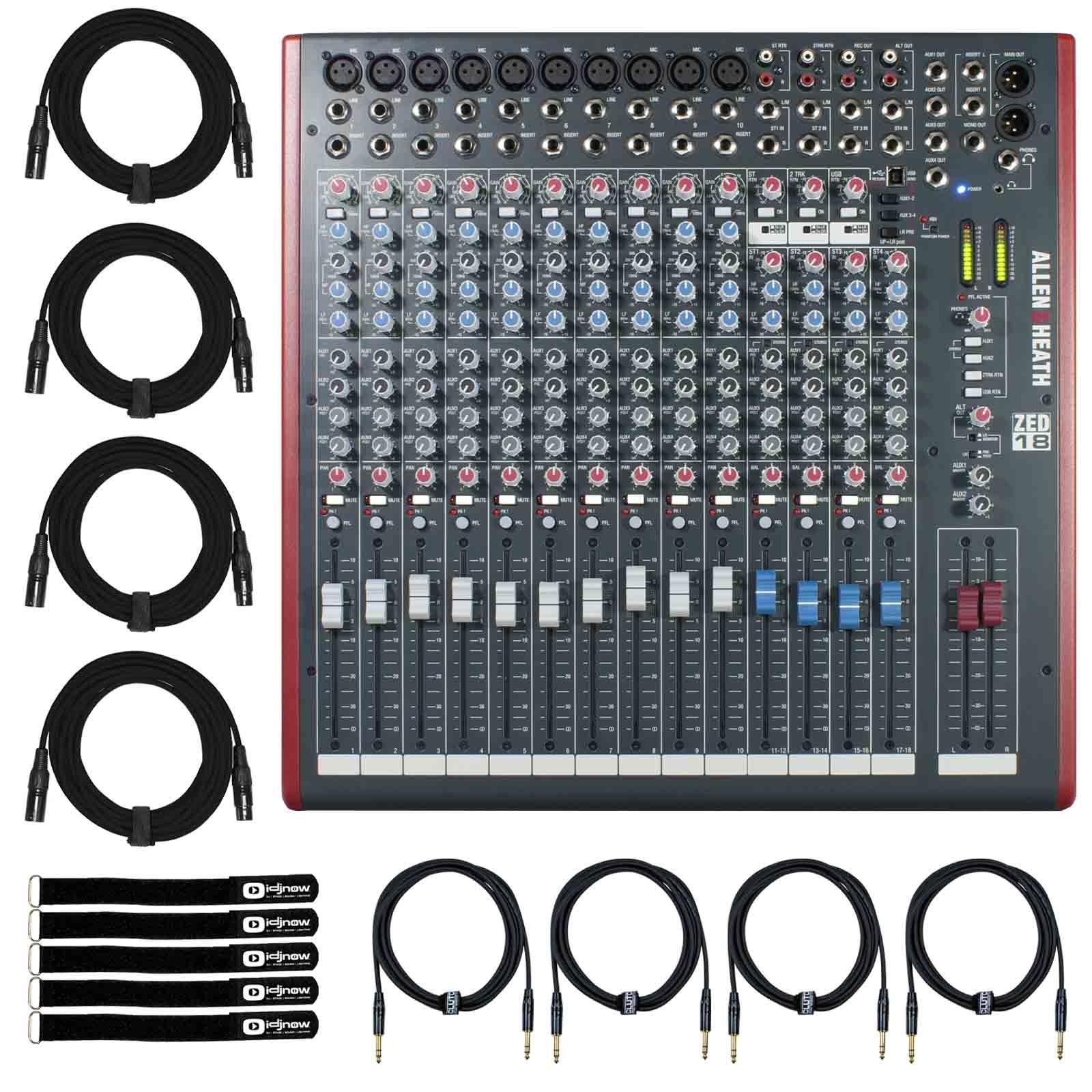 Allen & Heath ZED-18 USB Mixer with Cables | IDJNOW