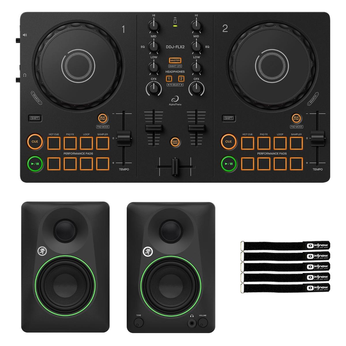 AlphaTheta DDJ-FLX2 DJ Controller with Studio Monitors