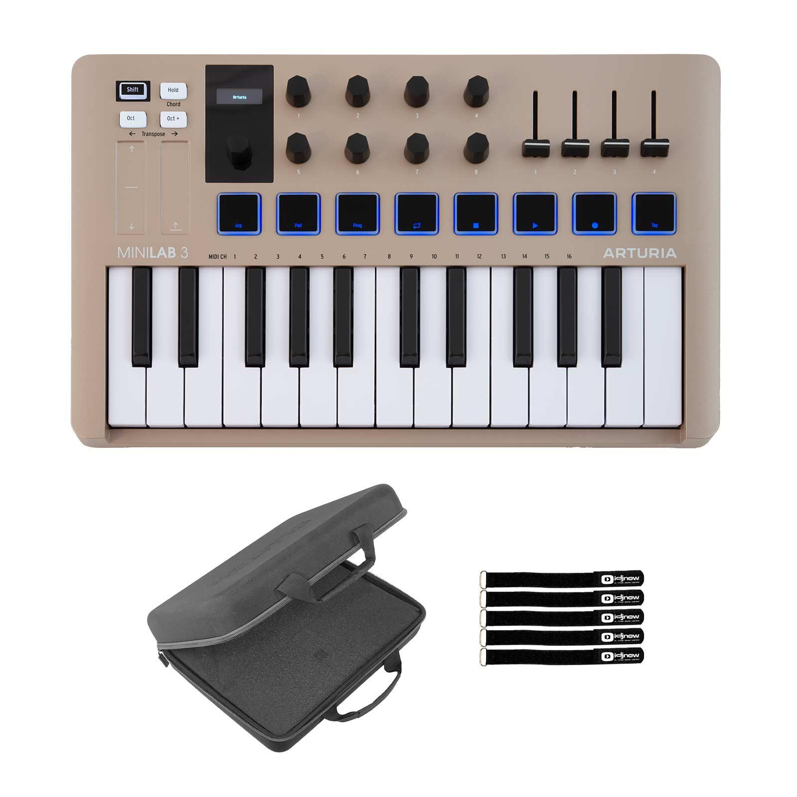 Arturia MiniLab 3 Champagne MIDI Controller with Case