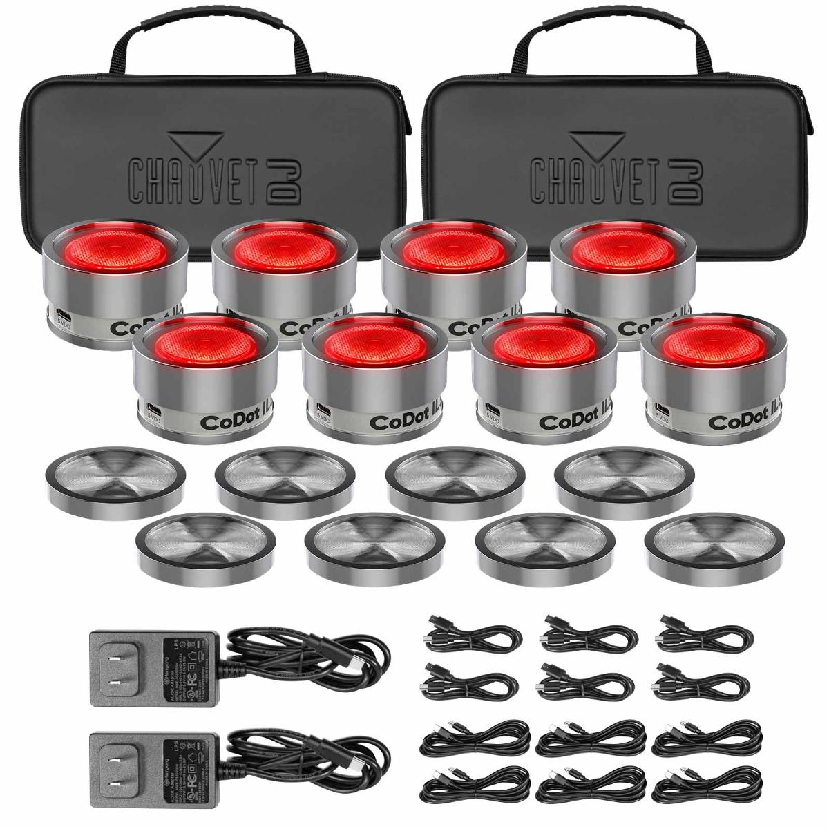 Chauvet DJ CODOTILS Coin LED Illuminators 8-Pack with Case