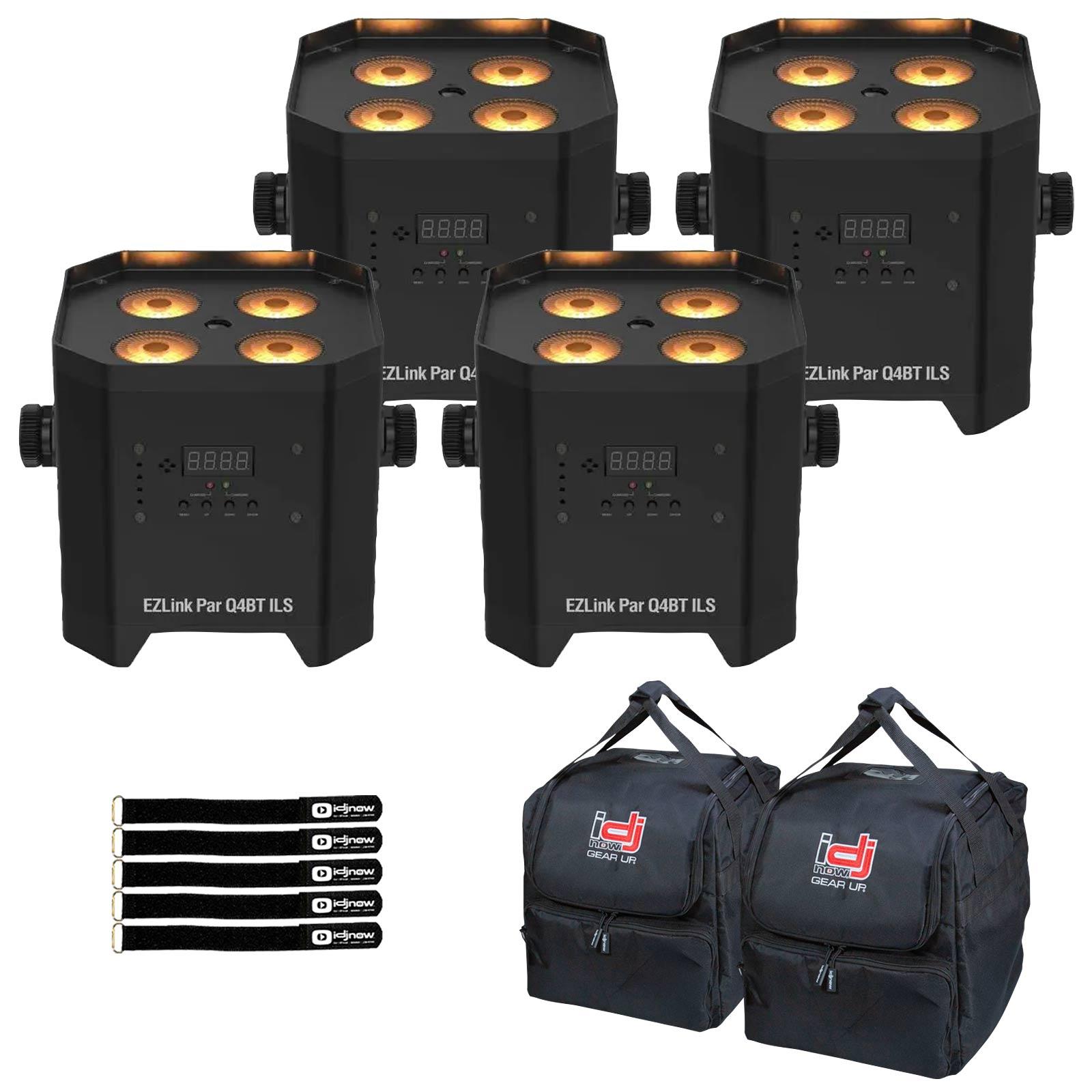 Chauvet DJ EZLink Par Q4BT ILS Pars 4-Pack & Bags | IDJNOW