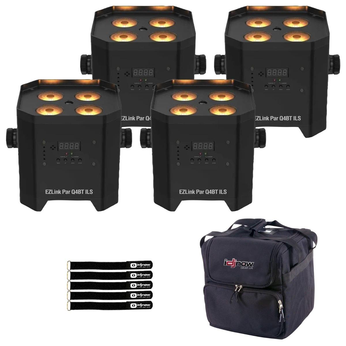 Chauvet DJ EZLink Par Q4BT ILS Pars 4-Pack & Bags | IDJNOW