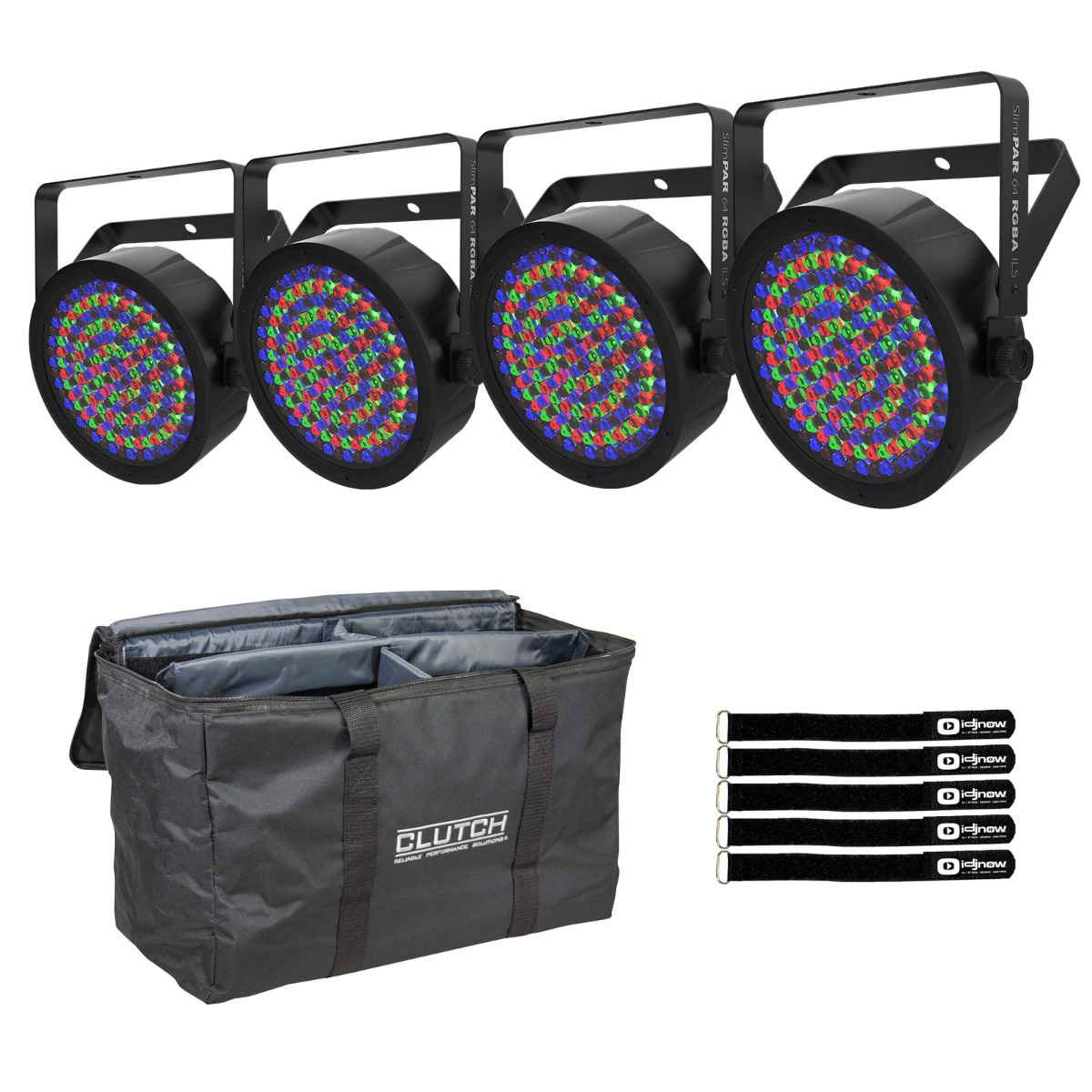 4x Chauvet DJ SlimPAR 64 RGBA ILS Wash Pars & Bag | IDJNOW