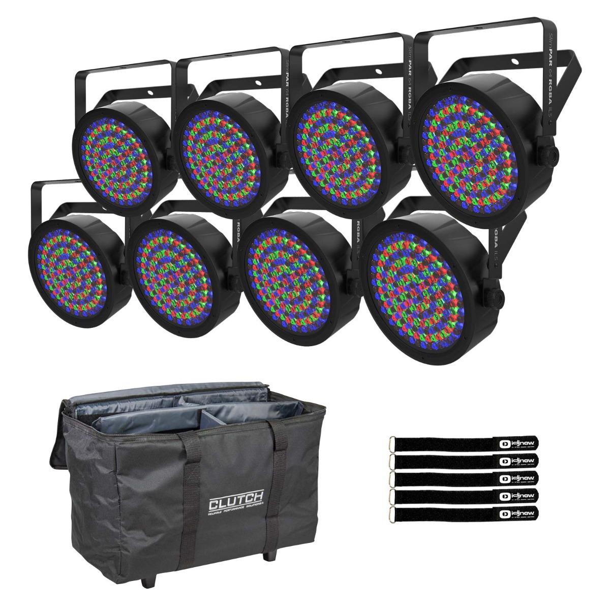 8x Chauvet DJ SlimPAR 64 RGBA ILS Wash Pars & Bag | IDJNOW