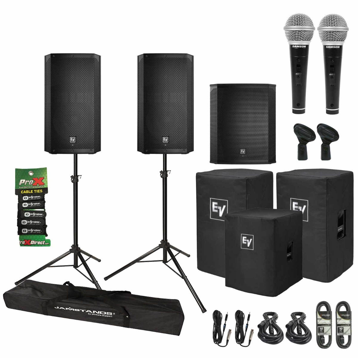 2x Electro-Voice ELX200-12P Speakers with 18