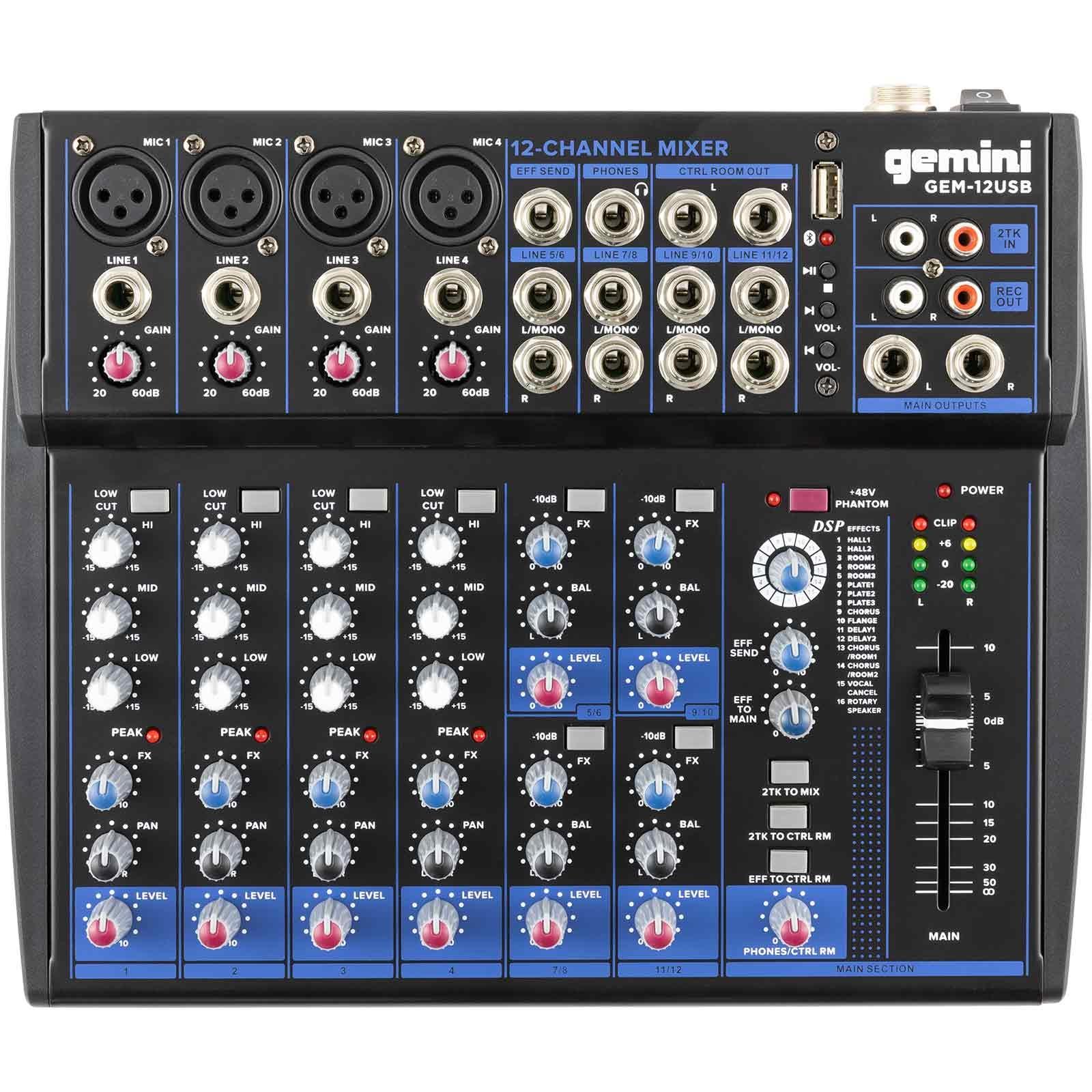 みみページ 12点 Gemini GEM-12USB 12 Channel Bluetooth Mixer w/USB | IDJNOW