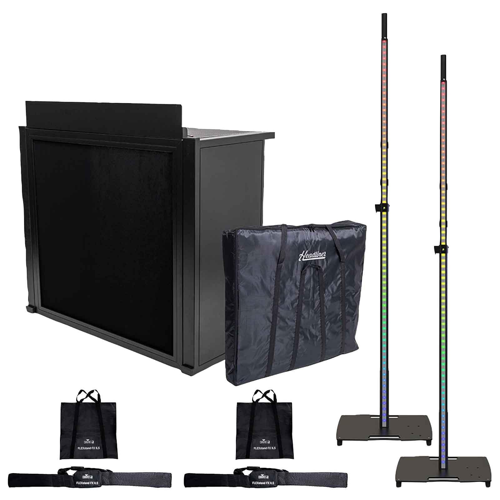 Headliner HL30080 Solana Black DJ Booth with Lighting Stands