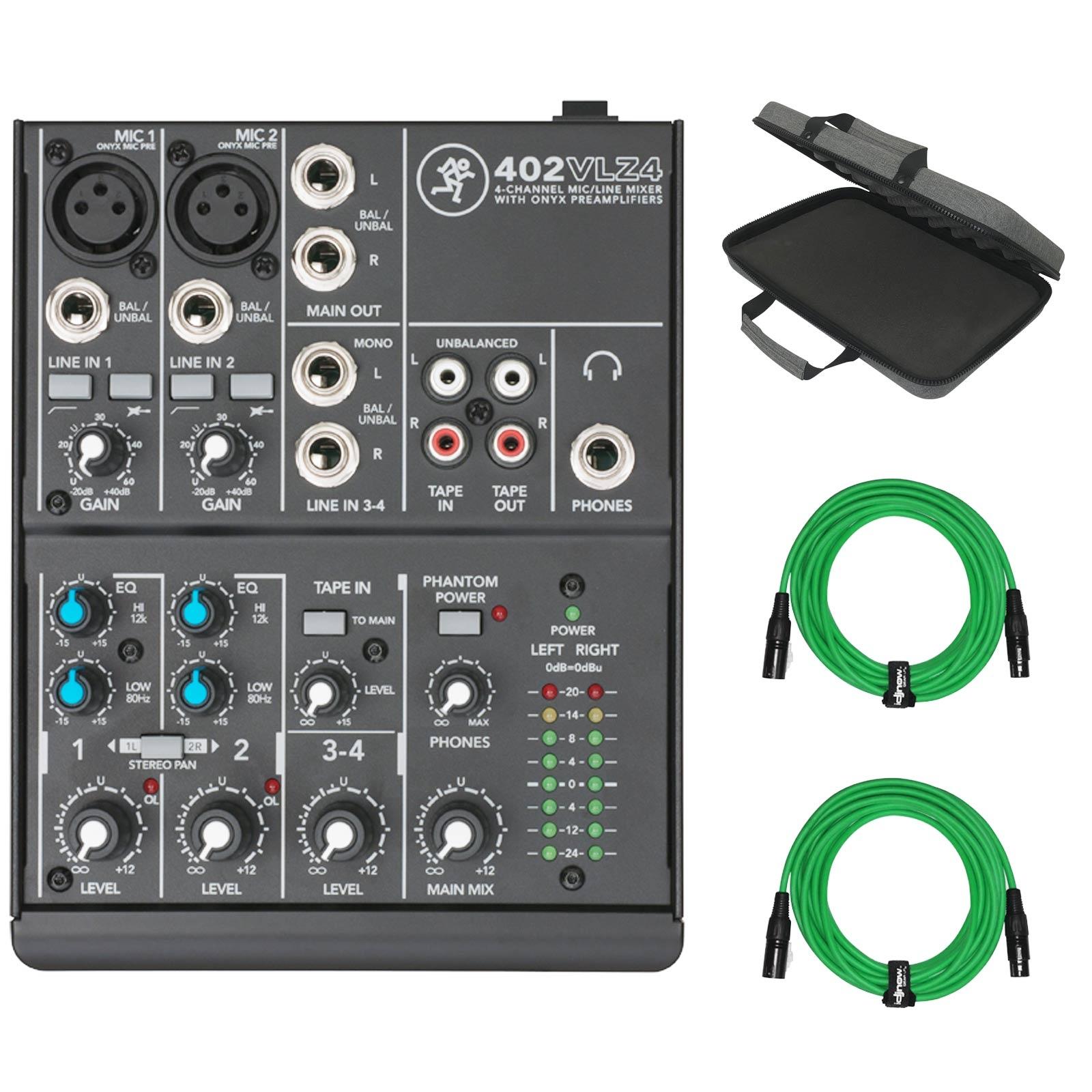 Mackie 402VLZ4 4-channel Mixer with Green Cables & Case | IDJNOW
