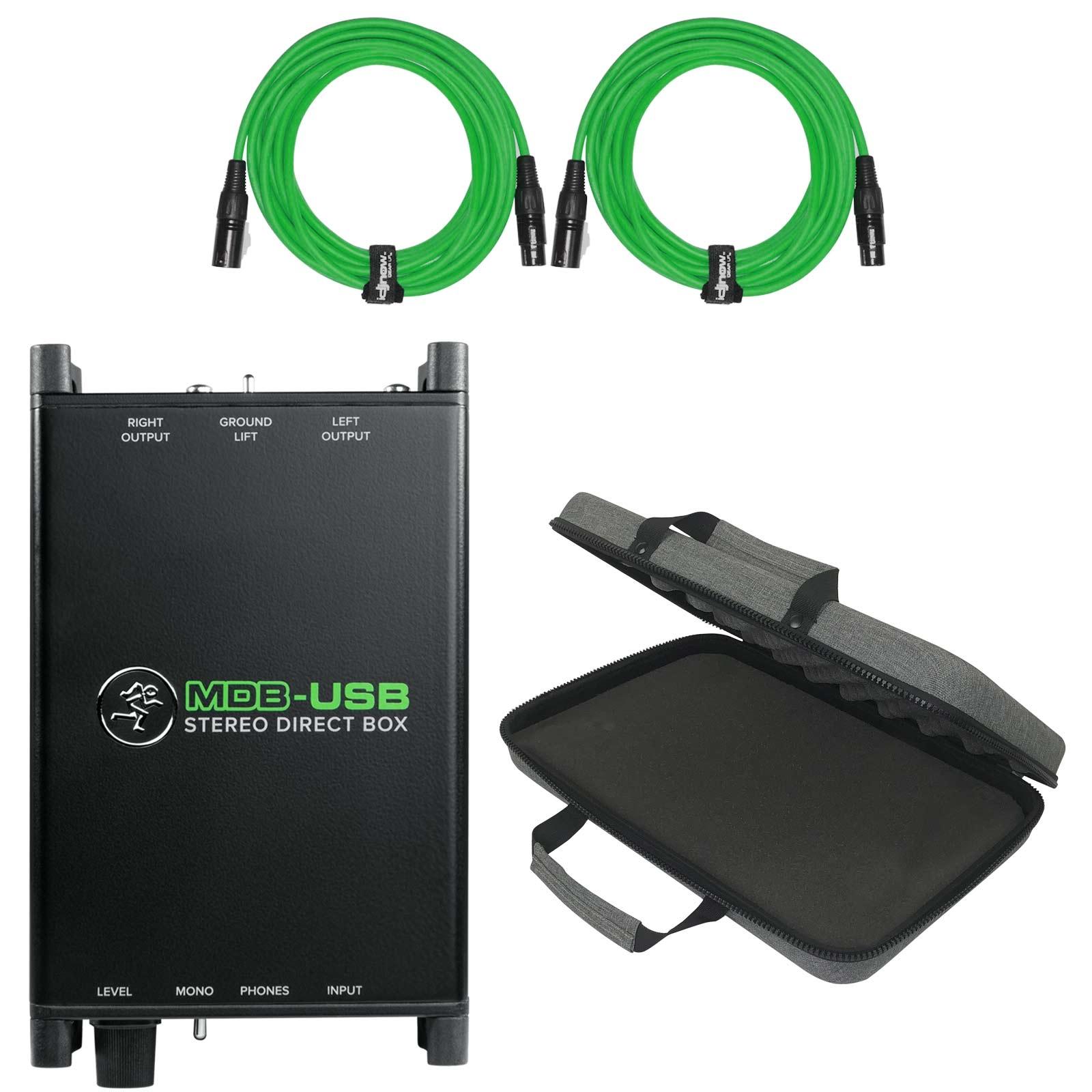 Mackie MDB-USB Stereo Direct Box with Case & Green Cables | IDJNOW
