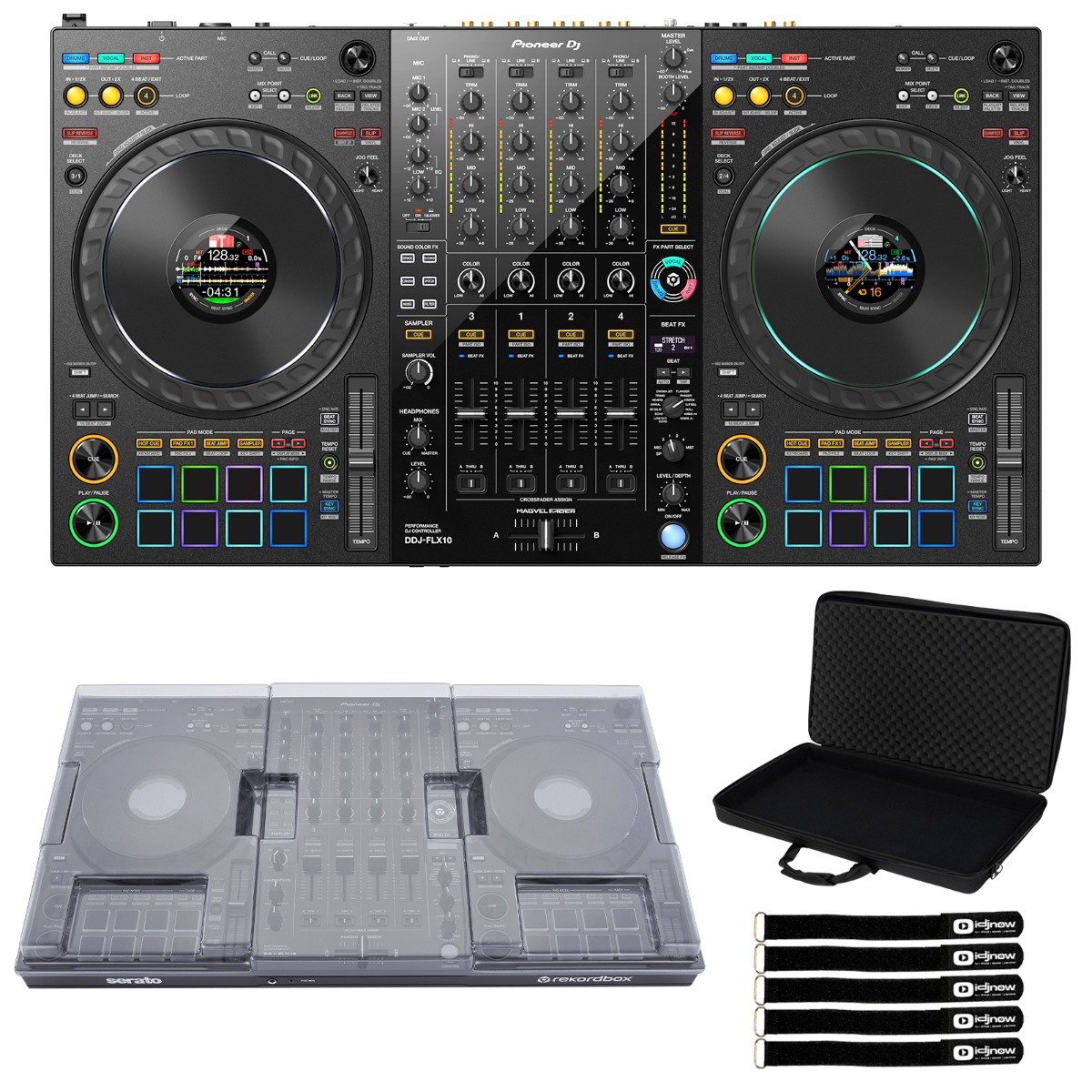 Pioneer DJ DDJ-FLX10 4-Channel Controller with Case & Cover