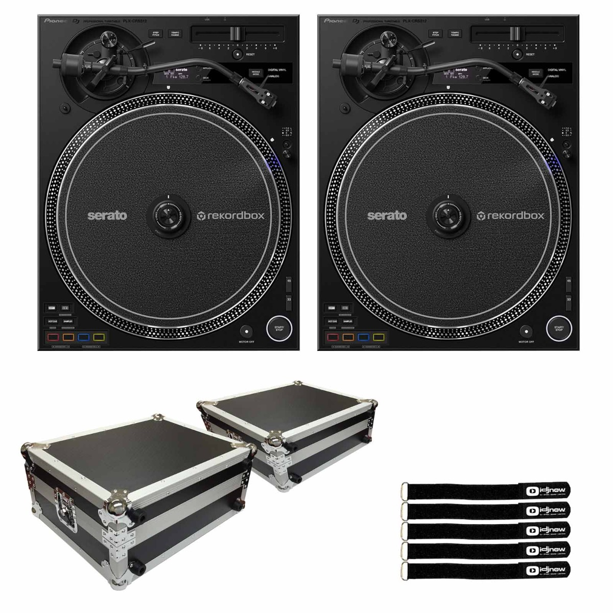 2x Pioneer DJ PLX-CRSS12 Turntables with Road Cases | IDJNOW