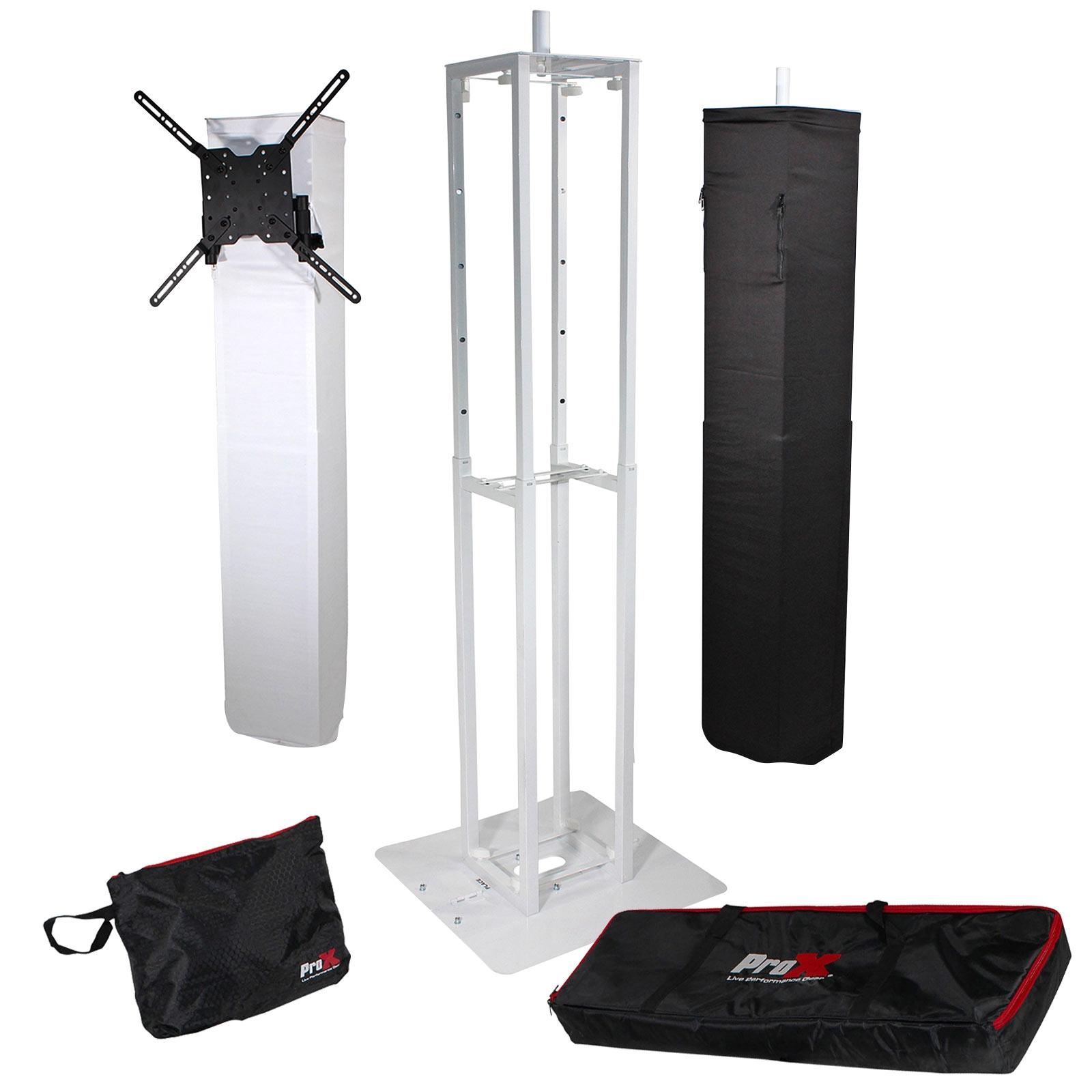 ProX Flex Totem TV White Adjustable Stage Totem | IDJNOW
