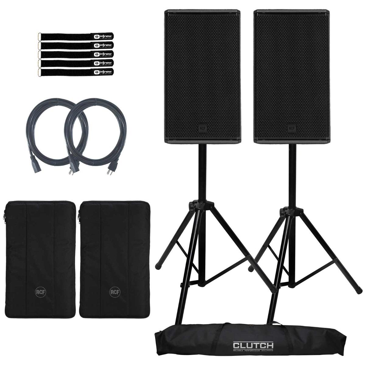 2x RCF NX 932-A Speakers with Covers and Stands | IDJNOW
